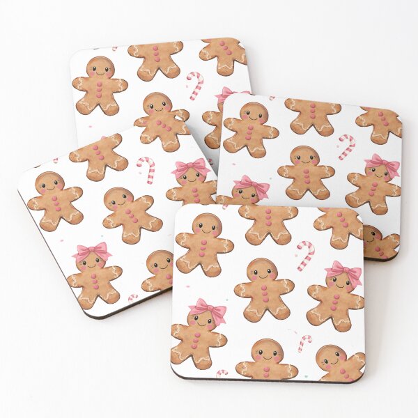 Item preview, Cute Gingerbread Cookies with Pink Christmas Bows designed and sold by catcurio.