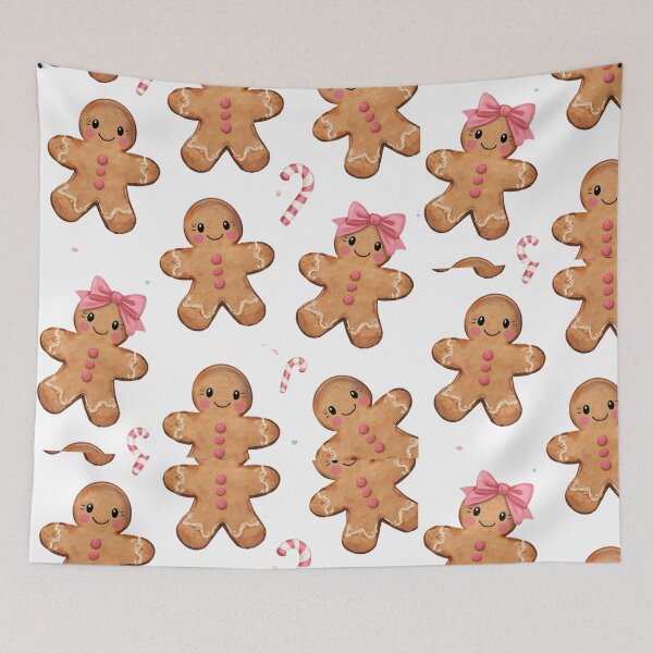 Item preview, Cute Gingerbread Cookies with Pink Christmas Bows designed and sold by catcurio.