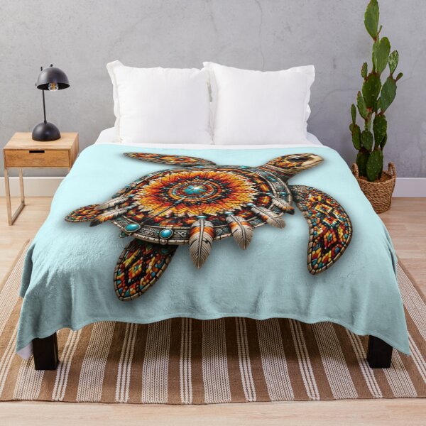 Item preview, Red Beadwork Sea Turtle | Orange Mandala Turtle Art designed and sold by Zaru Art Studio.