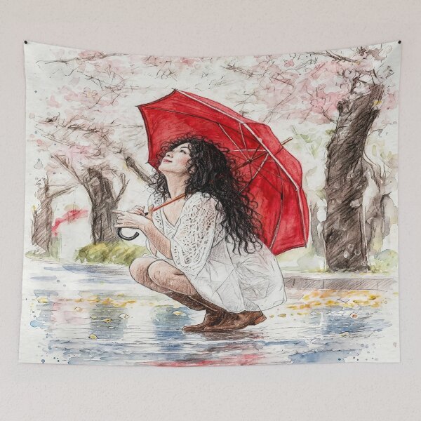 Item preview, Girl with Red Umbrella designed and sold by V&Z Ninish.