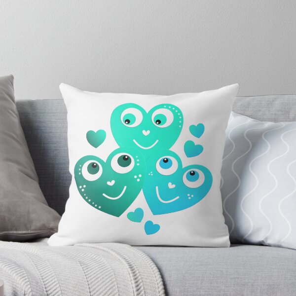 Item preview, cheerful turquoise hearts smiling hearts designed and sold by creationsforyu.