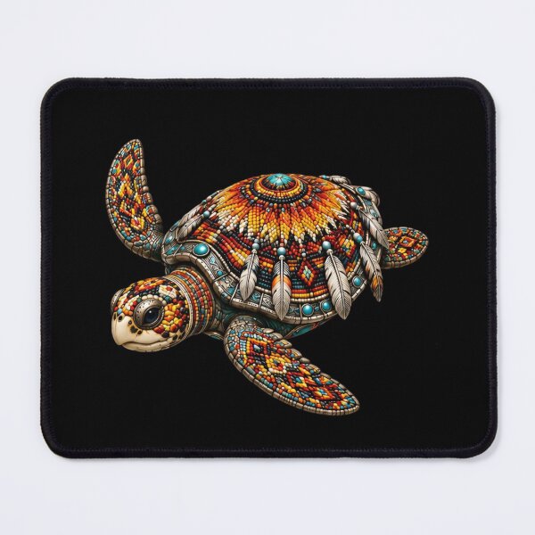 Item preview, Red Beadwork Turtle | Ornate Orange Sea Turtle Art designed and sold by Zaru Art Studio.