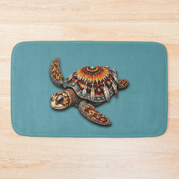 Item preview, Red Beadwork Turtle | Ornate Orange Sea Turtle Art designed and sold by Zaru Art Studio.