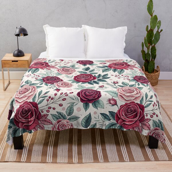 Item preview, Cranberry Rose Vintage Botanical Pattern designed and sold by Storybook Botanica.