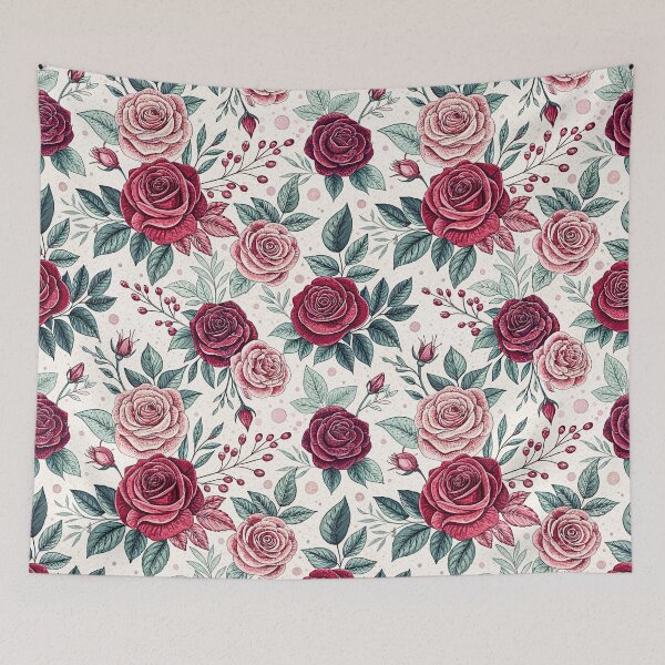 Item preview, Cranberry Rose Vintage Botanical Pattern designed and sold by Storybook Botanica.