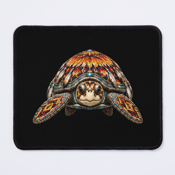 Item preview, Red Beadwork Sea Turtle | Front View Orange Turtle Art designed and sold by Zaru Art Studio.