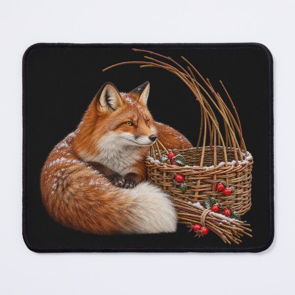 Item preview, Winter Fox Beside an Unfinished Willow Basket designed and sold by Golden Era Studio.
