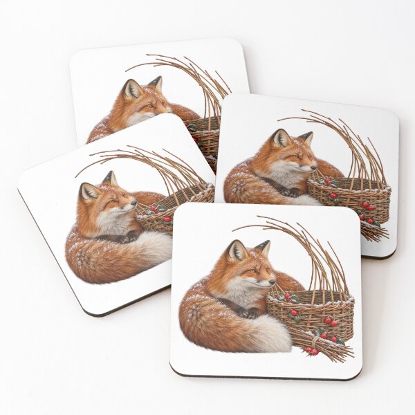 Item preview, Winter Fox Beside an Unfinished Willow Basket designed and sold by Golden Era Studio.