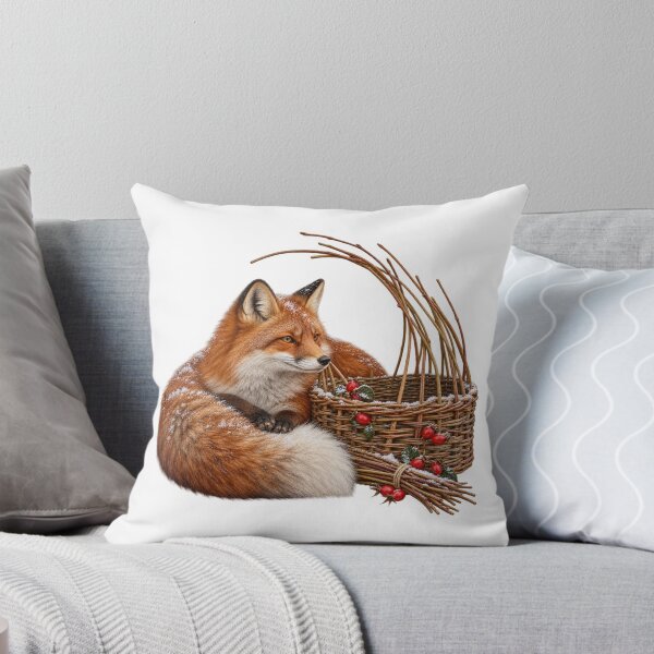 Item preview, Winter Fox Beside an Unfinished Willow Basket designed and sold by Golden Era Studio.
