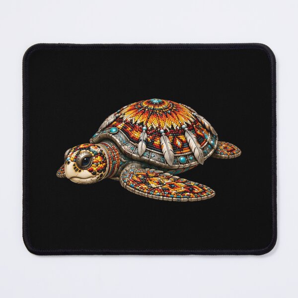 Item preview, Red Beadwork Sea Turtle | Fiery Orange Ocean Turtle Art designed and sold by Zaru Art Studio.