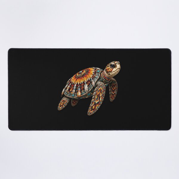 Item preview, Red Beadwork Turtle | Colorful Beaded Sea Turtle Art designed and sold by Zaru Art Studio.