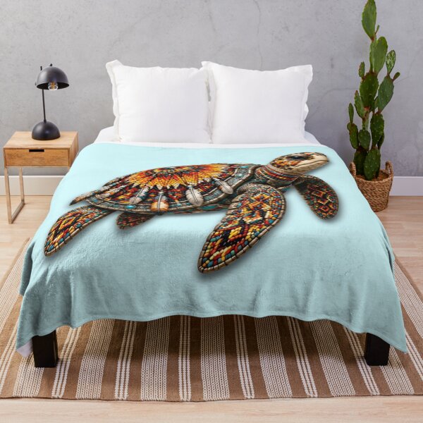 Item preview, Red Beadwork Turtle | Colorful Beaded Sea Turtle Art designed and sold by Zaru Art Studio.