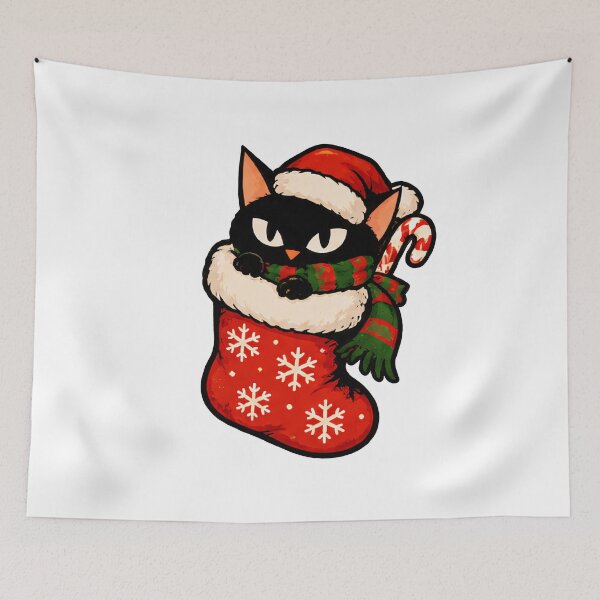 Item preview, Cute Black Cat Santa Hat Hiding In Christmas Stocking Gift designed and sold by Artycom.