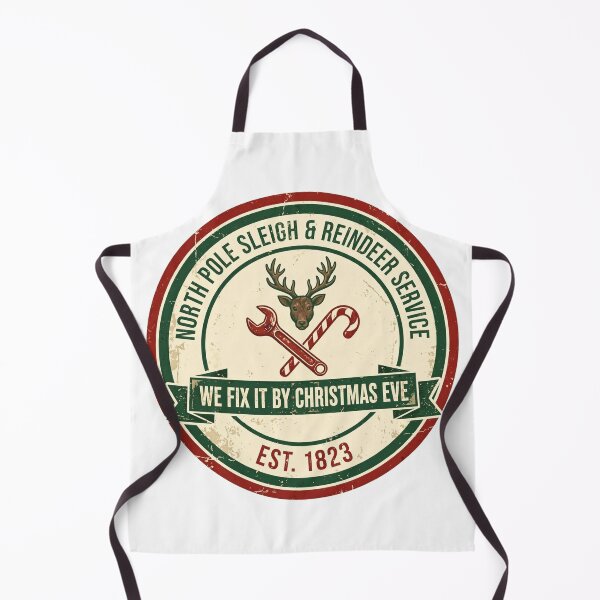 Item preview, North Pole Sleigh And Reindeer Service – Vintage Mechanic Christmas Badge Est 1823 designed and sold by CozyCornerDesigns.