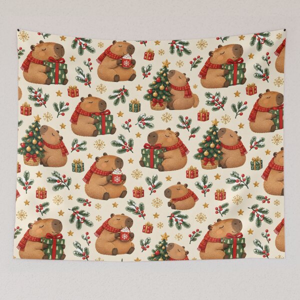 Item preview, Cozy Capybaras with Gifts Christmas Pattern designed and sold by victorsuarez.