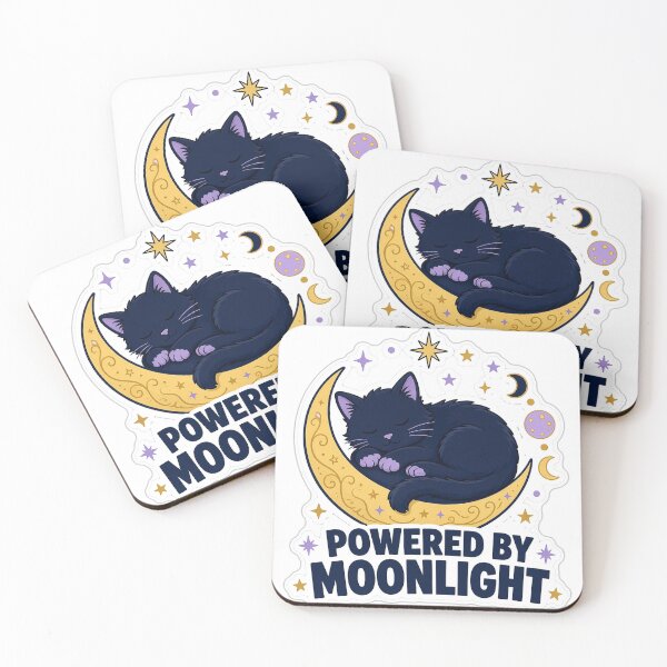 Item preview, Powered by Moonlight Sleepy Black Cat Celestial Sticker designed and sold by kilat42.