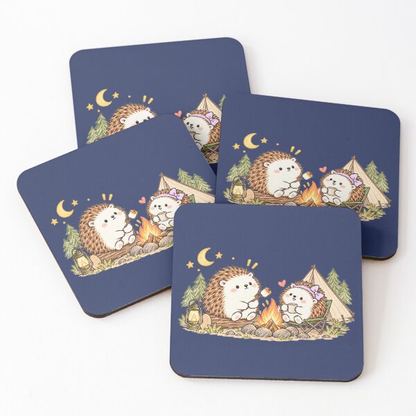 Item preview, Cute Hedgehog Couple Camping and Roasting Marshmallows designed and sold by GOSUMI.
