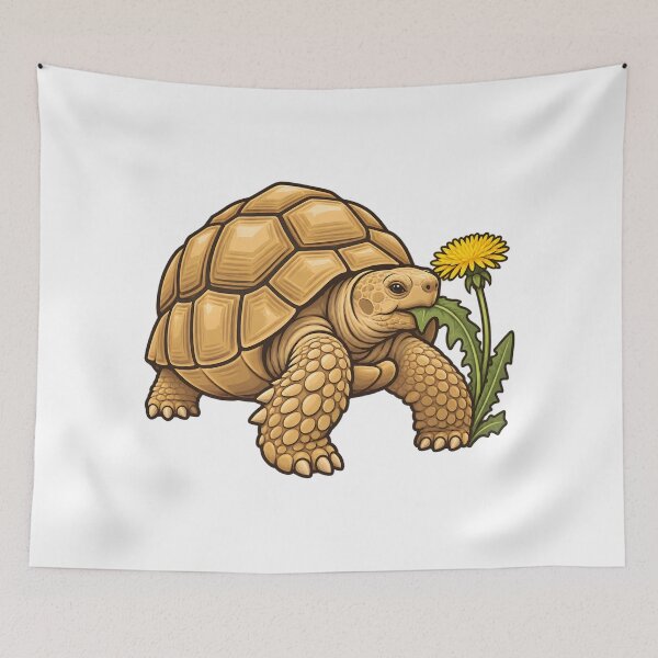 Item preview, Sulcata Tortoise Dandelion Snack Illustration designed and sold by Philippa Shop.