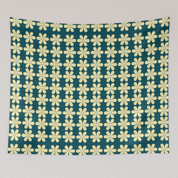 Item preview, Yellow Daisy Seamless Pattern on Deep Teal designed and sold by ArtwithRabbit.