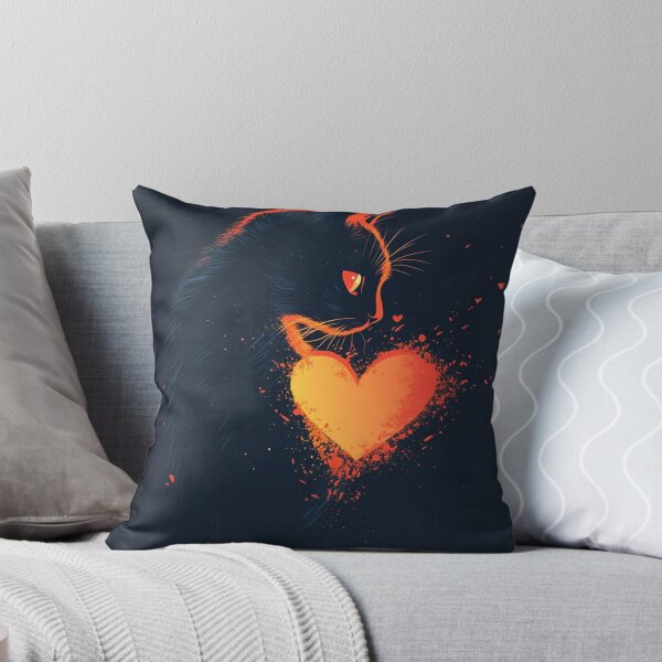 Item preview, Glowing Black Cat Heart - Fiery Love Art designed and sold by JossDesign15.