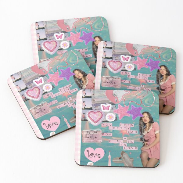 Item preview, Olivia Rodrigo Deja Vu Pink & Teal Aesthetic Collage Wallpaper designed and sold by KryaArts27.