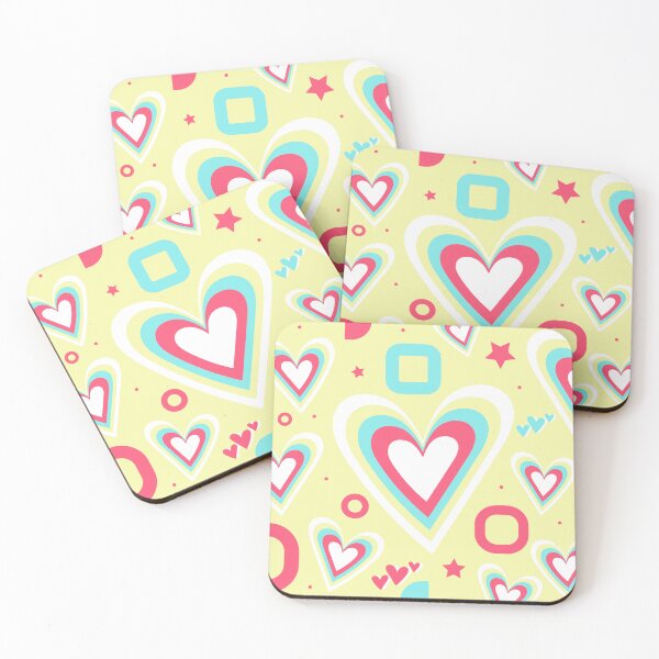 Item preview, Retro y2k groovy heart pattern background with colorful vibrant shapes illustration designed and sold by showoffmarket.