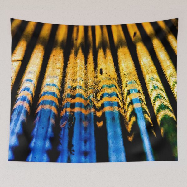 Item preview, Golden Rhythm – Blue and Gold Industrial Abstract Photography designed and sold by Visual Arts Dominika Cybuch.