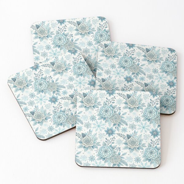 Item preview, Icy Blue Winter Rose Floral Pattern designed and sold by Storybook Botanica.