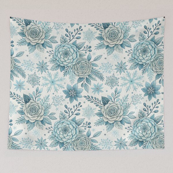 Item preview, Icy Blue Winter Rose Floral Pattern designed and sold by Storybook Botanica.