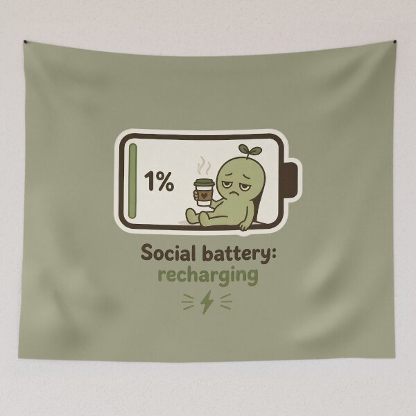 Item preview, Tired Sprout Character with Coffee in Battery designed and sold by JC Art Creations.