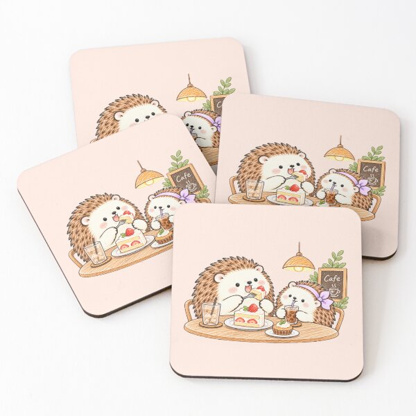 Item preview, Cute Hedgehog Couple at a Cozy Cafe designed and sold by GOSUMI.