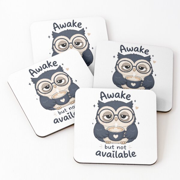 Item preview, Sleepy Owl with Glasses Holding Heart Latte designed and sold by JC Art Creations.