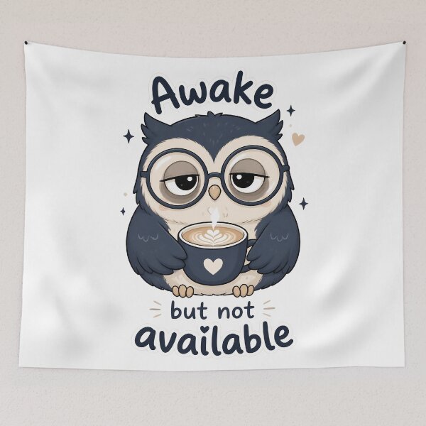 Item preview, Sleepy Owl with Glasses Holding Heart Latte designed and sold by JC Art Creations.