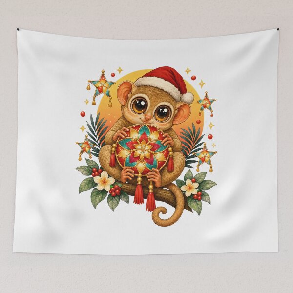 Item preview, Cute Tarsier Christmas Parol Kawaii Filipino Holiday designed and sold by Maladies.