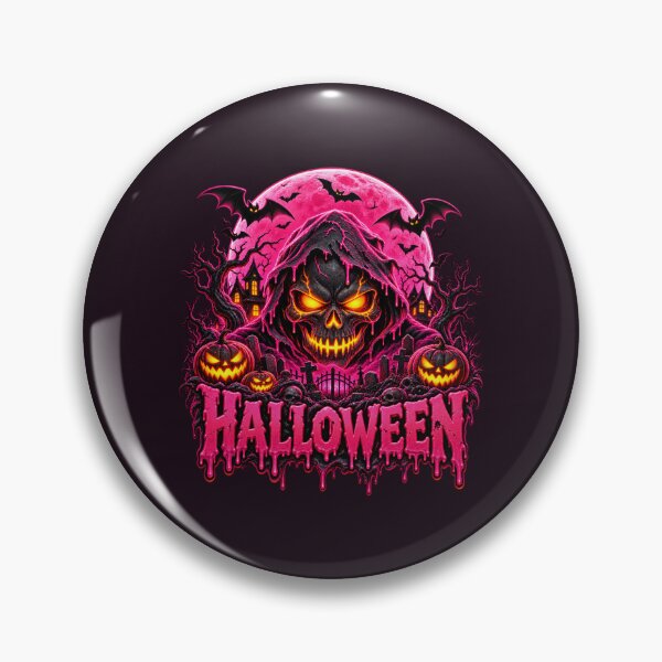 Item preview, Neon Pink Halloween Grim Reaper Skull designed and sold by DIB Designs – Express Your Style.