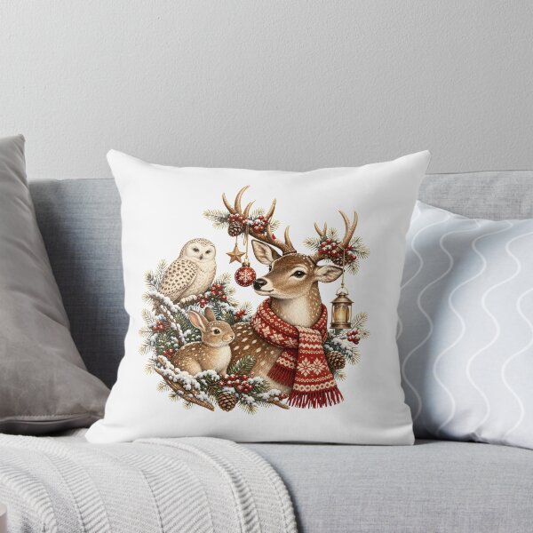 Item preview, Festive Deer Owl Rabbit Winter Christmas Illustration designed and sold by Maladies.