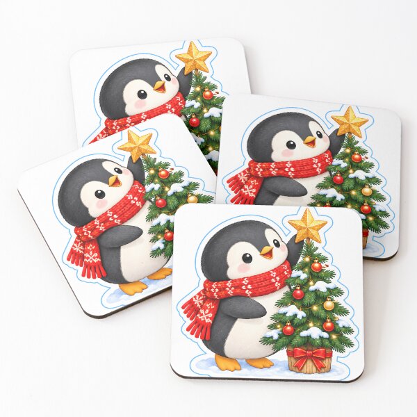 Item preview, Cute Penguin Decorating a Christmas Tree designed and sold by victorsuarez.