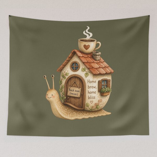 Item preview, Cozy Snail House with Coffee Cup Roof designed and sold by JC Art Creations.