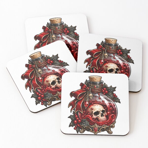 Item preview, Christmas Potion Bottle with Skull - Witchy Gothic Potion designed and sold by ItsArtisticLab.