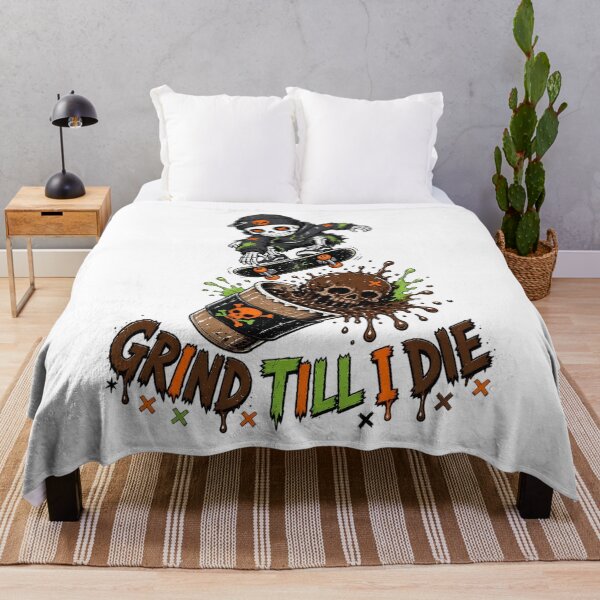 Item preview, Grind Till I Die – Skate Punk Skeleton Coffee Skateboarder designed and sold by RebelShadow.