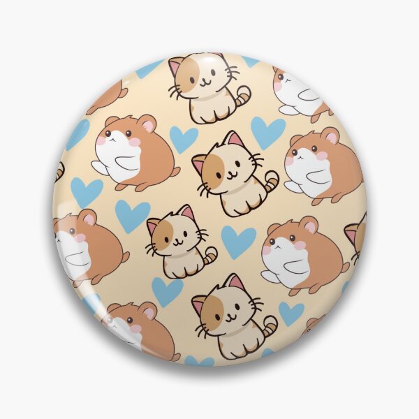 Item preview, Cute Kittens and Hamsters with Blue Hearts, Kawaii Pet Pattern designed and sold by fun and  Magic.