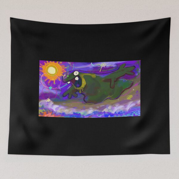 Item preview, Whimsical Cartoon Dinosaur Surreal Landscape designed and sold by elijbclaude.