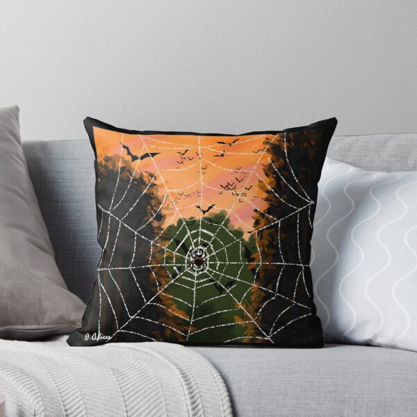 Item preview, Halloween Spider Web with Bats at Sunset designed and sold by elijbclaude.