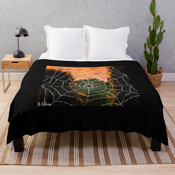 Item preview, Halloween Spider Web with Bats at Sunset designed and sold by elijbclaude.
