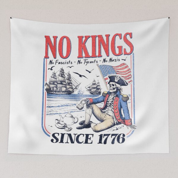 Item preview, No Kings Since 1776 American Revolutionary Skeleton Illustration designed and sold by elijbclaude.