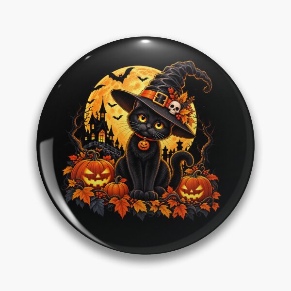 Item preview, Black Cat Witch Halloween – Cute Spooky Pumpkin & Haunted House designed and sold by Terannart.