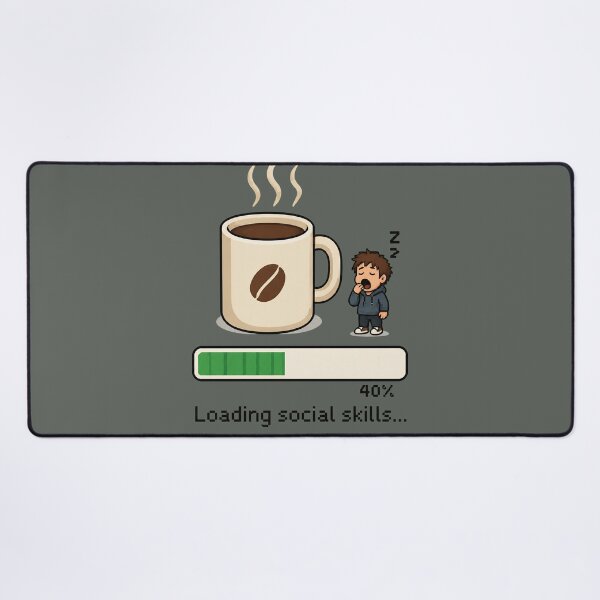 Item preview, Yawning Boy Beside Giant Coffee Mug Loading designed and sold by JC Art Creations.