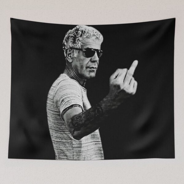 Item preview, Anthony Bourdain Black and White Middle Finger Illustration designed and sold by elijbclaude.