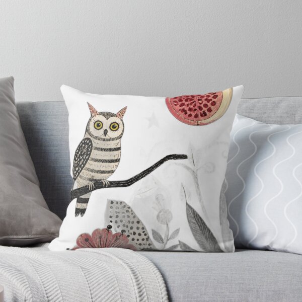 Item preview, Folk Art Owl and Pomegranate Night Magic Illustration designed and sold by mohamedmawgoud.
