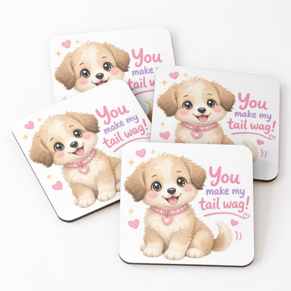 Item preview, You Make My Tail Wag Cute Puppy Love Illustration designed and sold by ExploreAura Studio.